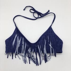 NWOT Aerie Fringe Bikini Top - Blue - Small